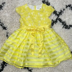 Us Angels Yellow Floral Striped Kids Dress